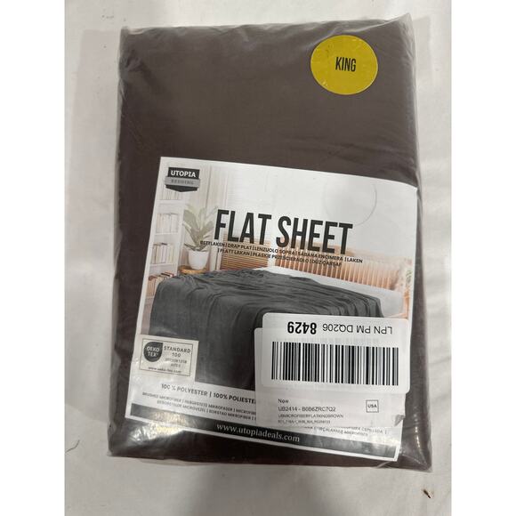 Utopia Bedding Flat Sheet - King Size Top Sheet, 1 Flat Sheet Only- Brown - Picture 4 of 4